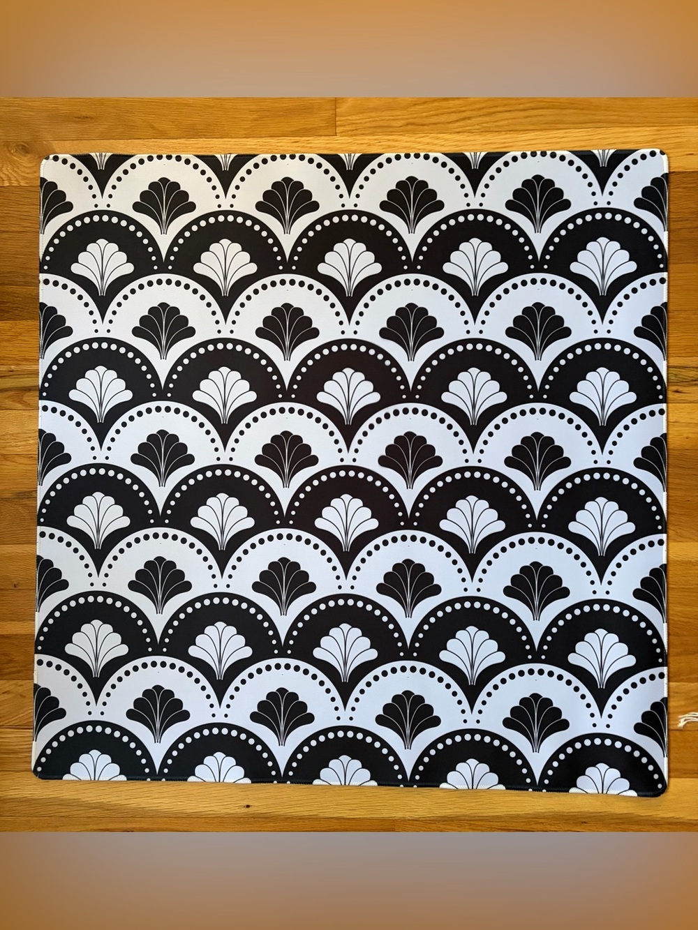 NEW Mahjong Mat - Neoprene- Black & White Art Deco Pattern